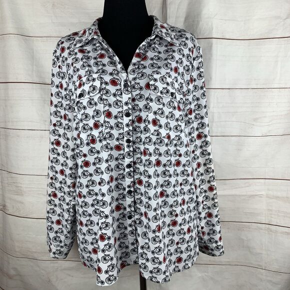 Coral Bay Shirt Blouse Collar Roll-up Long-sleeved pockets Bikes Retro - Picture 11 of 16